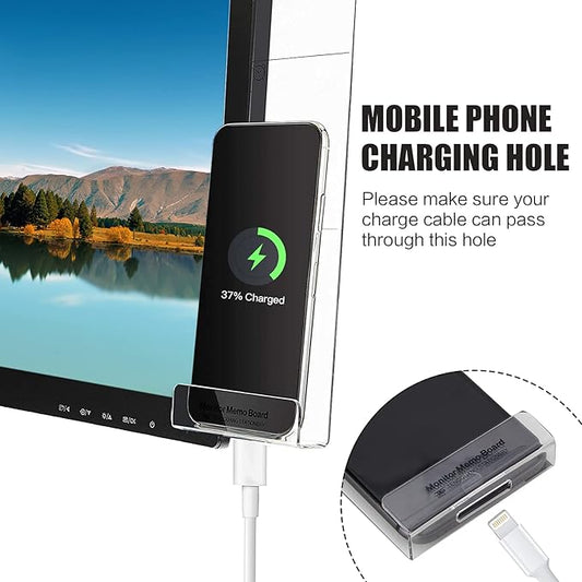 Office Desk Accessories 2pcs Multifunction Computer Monitor Memo Board - Transparent Computer Side Panel Memo Creative Monitor Side Panel with Phone Holder Suitable for Office Home Desktop