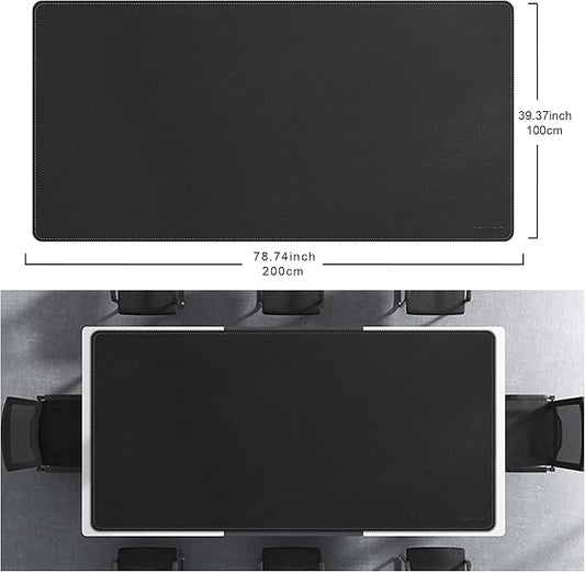 CENNBIE MAX200 78.7" x 39.4" Leather Desk Mat Protector, Extra Large Leather Desk Pad for Full Desk - XXXXXL Super Large Mouse Pad (Black)