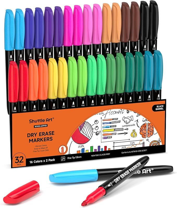 Shuttle Art Dry Erase Markers (32 Pack)