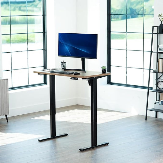 VIVO Electric 43 x 24 in Standing Desk, Memory Height Adjustment, 1B Series, Holds 220 lbs, One-Piece Reclaimed Wood Top, Black Frame, DESK-KIT-1B4P