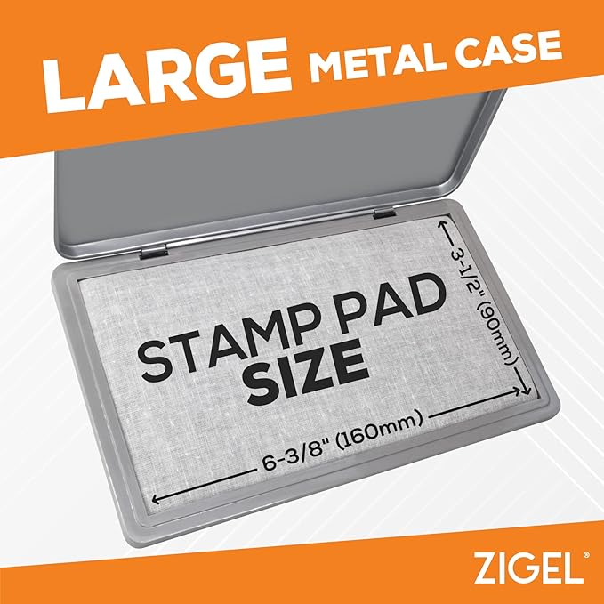 Metal Case Stamp Pad Large Size, Green Color - Size: 3" x 6" - Choose from 15 Ink Colors