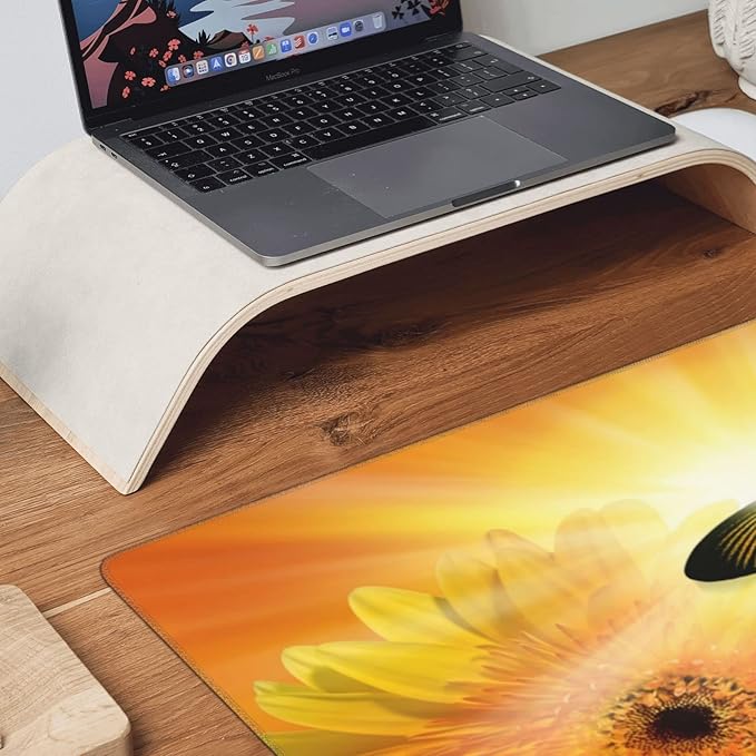 CANFLASHION Gaming Mouse Pad,Large Mouse Pads for Desk,Non-Slip Rubber Base Extended Mousepad,XXL Keyboard Mouse Mat,Computer Keyboard Desk Pad with Stitched Edges,35.4x15.8inch,Flower Sun Butterfly