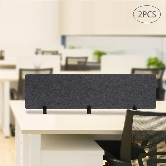 2pcs Privacy Panel, Standing Desk Divider 60"x16" Desktop Office Furniture Partitions, Clamp-On Acoustic Desk Divider Mounted Privacy Panel to Reduce Noise and Visual Distractions (Dark Grey)
