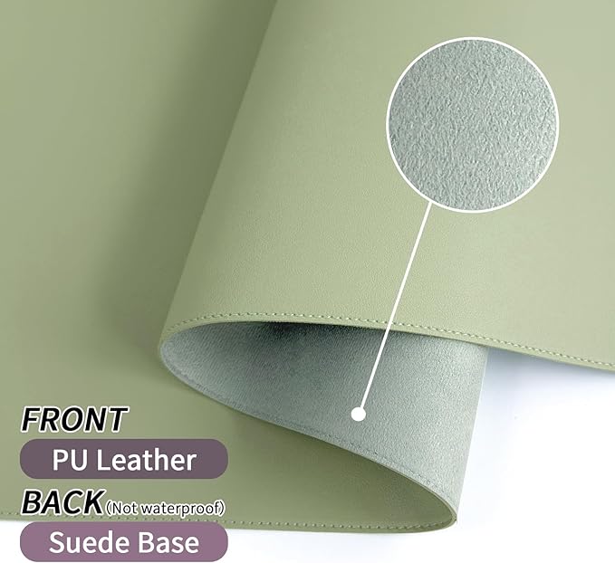 Bloss Stitched-Edge Desk Mat — 31.5×15.7 in, Light Green