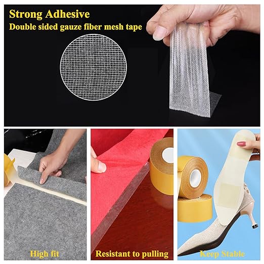 KAIYUER 3 Pack Double Sided Tape Heavy Duty,High Stickness Clear Tape for Making DIY Crafts, Paste Photo, Rug Fixed, Floor,Wall Decor,Office Decor,No Glue Residue,0.39in x 66FT,