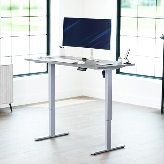 VIVO Electric 55 x 28 in Standing Desk, Memory Height Adjustment, 1B Series, Holds 220 lbs, One-Piece Dark Gray Top, Gray Frame, DESK-KIT-1G55G