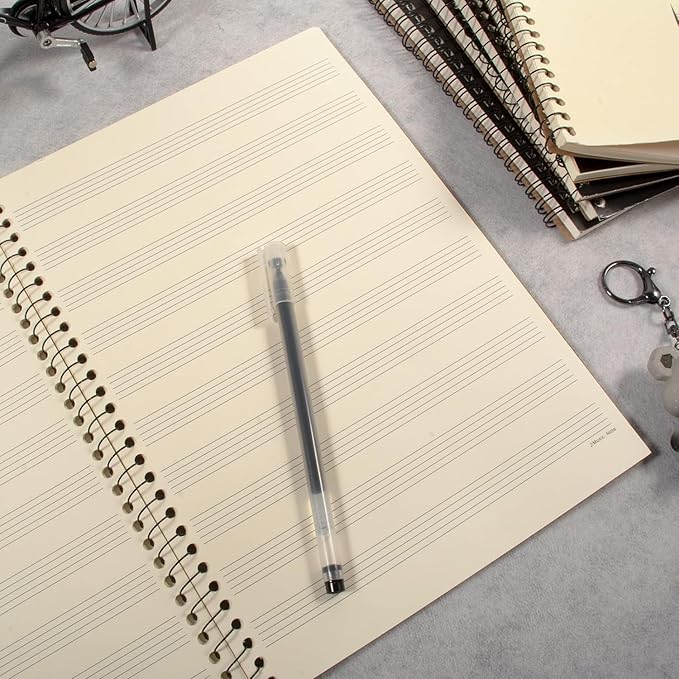 MAXCURY Blank Sheet Music Composition Manuscript Staff Paper Art Music Notebook Black 100 Pages 26x19cm (Machine)
