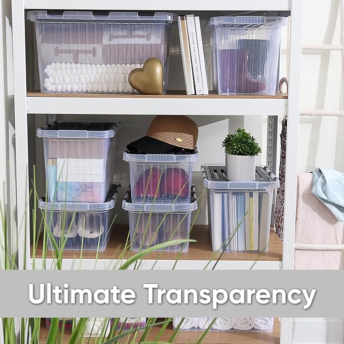 Superio Storage Bins with Lids, Clear Plastic Containers for Organizing, Stackable Totes, BPA Free, Odor Free, Organizer Boxes for Home, and Dorm, 17 Quart (2 Pack, 15"x10"x10.25")