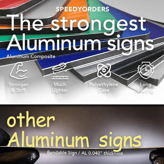 Custom Outdoor Aluminum Signs, Personalized Business Signs, Waterproof Silver Brushed Metal 10x7 In