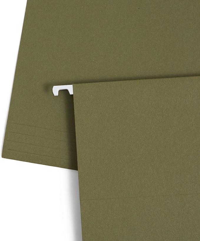 Blue Summit Supplies 25 Hanging File Folders, Reinforced Hanging Folders, Standard File Folders for Filing Cabinet, Letter Size, Green, 25 Pack