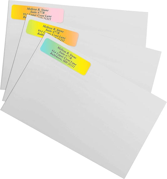 Cascading Rainbow Personalized Return Address Labels Without Dispenser - Roll of 500 Custom Stickers