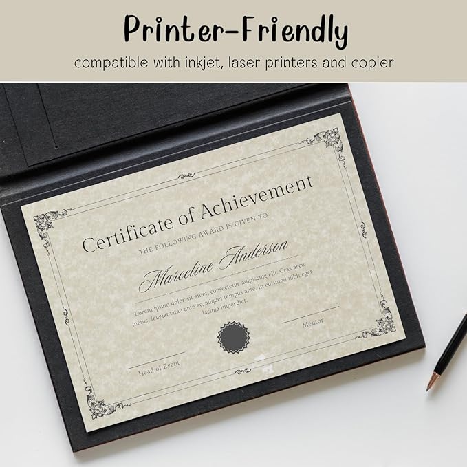 Parchment Resume Paper - 8.5 x11" Double-Sided Certificate Paper - 100 GSM Textured Stationary for Menus,Invitations,Resumes,Diplomas - Printing & Writing Friendly (Ivory,25 Sheets)