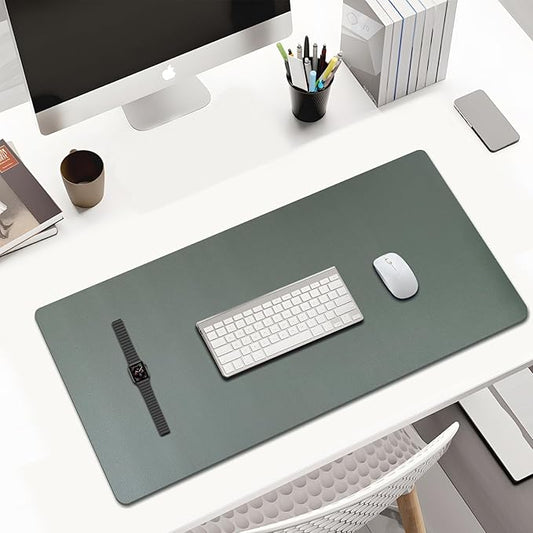 KINGFOM Desk Pad Office Desktop Protecter, PU Leather Desk Mat Blotters Organizer with Comfortable Writing Surface (47.2" x 23.6", Green)