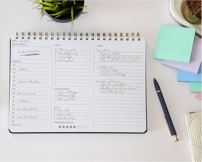 Merely Home Undated Daily Planner | 8.25” x 11.75” Work To-Do Notebook | ADHD Academic Organizer | Multi-Layout | Men and Women Planner | College Supplies | Black | Landscape Layout