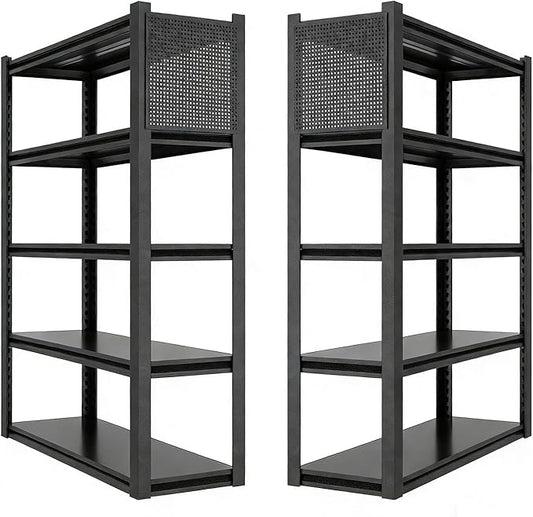 PLMFJQK 2 Sets Storage Shelves with Pegboard,72“*48" Wide 24”Heavy Duty Garage Shelving Units and Storage,Metal Shelving Adjustable Shelves,Garage Storage Rack,Industrial Utility Organization