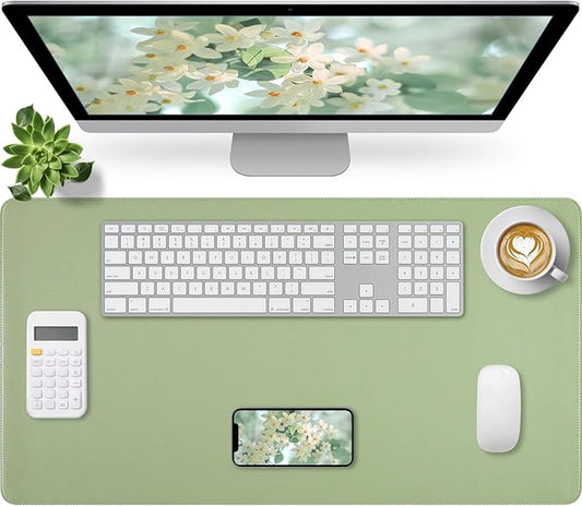 Bloss Stitched-Edge Desk Mat — 31.5×15.7 in, Light Green