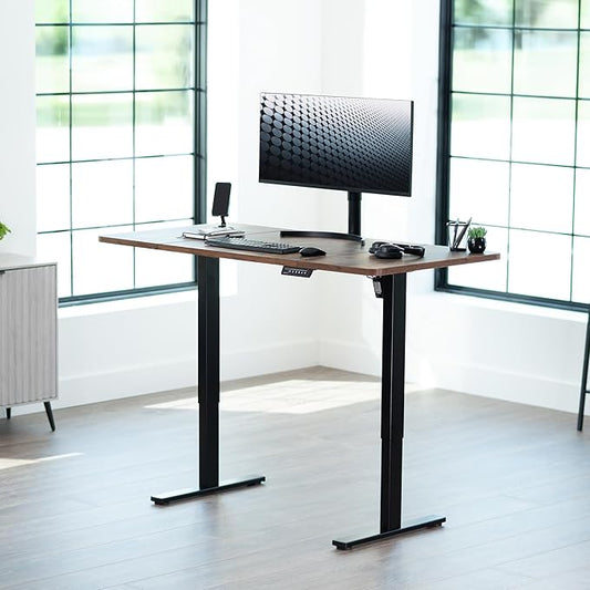 VIVO Electric 60 x 30 in Standing Desk, Memory Height Adjustment, 1B Series, Holds 220 lbs, Rustic Vintage Brown Top Black Frame, DESK-KIT-1B6N-30