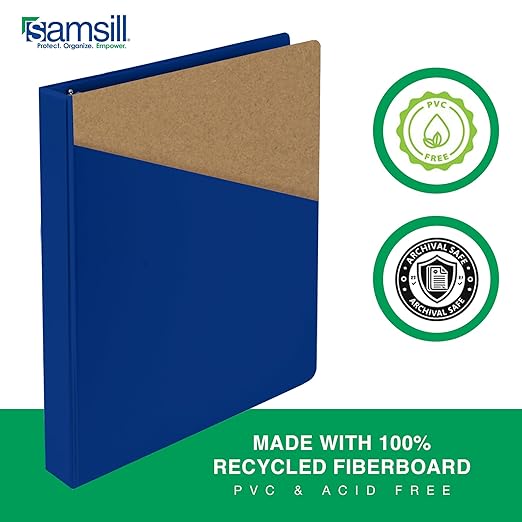Samsill 3 Inch 3 Ring Binders, Made in USA, Economy Round Ring, Clear View Cover, 550 Sheet Capacity - for School, Home, Office - Blue, 4 Pack