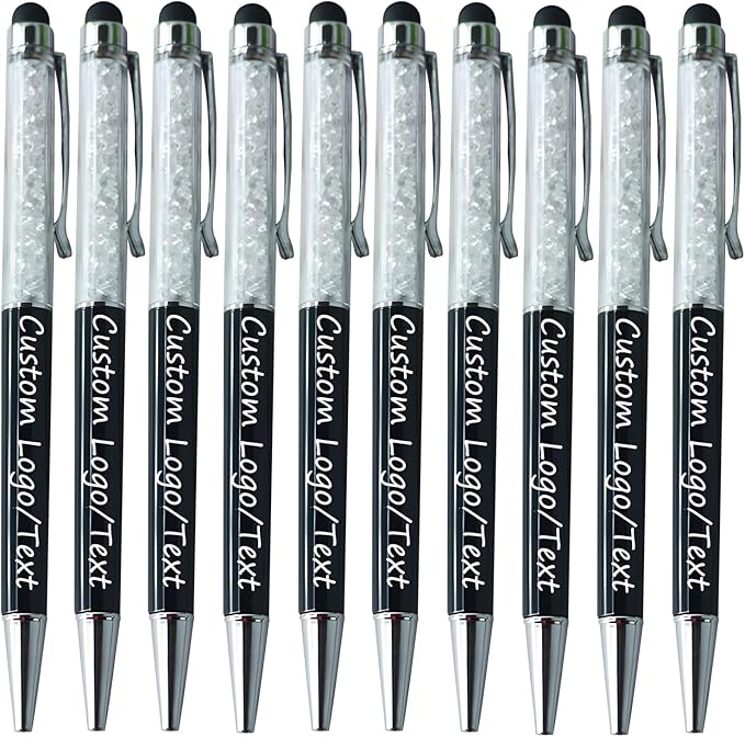 Yucold Customized Pens with Name/Logo - Touch Screen Stylus Ballpoint Pen, Perfect for Weddings, Business & Personalized Gifts (Black,500)