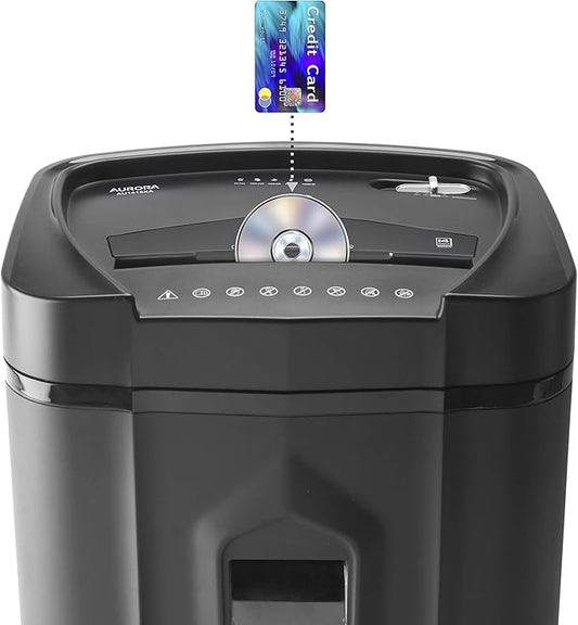 Aurora AU1415XA 14-Sheet Crosscut Paper/CD and Credit Card Shredder/ 5-Gallon pullout Basket/ 10 Minutes Continuous Run Time