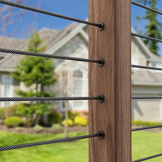 BLIKA 200 Pack Black Stainless Steel Protector Sleeves for 1/8" 5/32" or 3/16" Deck Cable Railing, for Wood/Composite Posts, T316 Marine Grade, Black Cable Railing Protector Sleeves