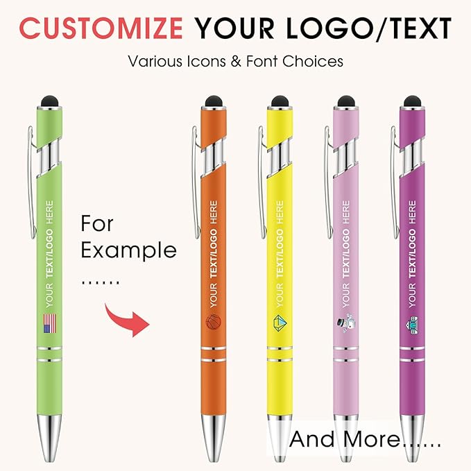 ENOMY Personalized Pens Bulk Free Engraved with Logo/Name/Message Black Ink Custom Pens Customized Stylus Ballpoint Pens Ideal Gifts for Business Anniversary (30)
