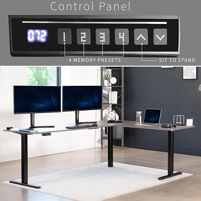 VIVO Electric Corner 84 x 63 inch L-Shaped Standing Desk (Gray, 84x63inch)