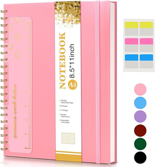 UEBZFOCS Spiral Notebook Journal — 8.5×11 in (A4), Pink