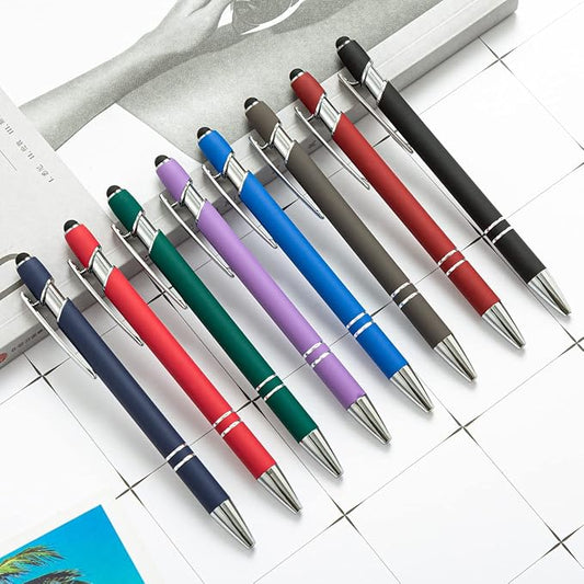 HEYZARDA Personalized Pens with Name Text Logo Custom Ballpoint Pen for Business Office Events with Stylus for Touchscreen 100 Pcs Dark Green