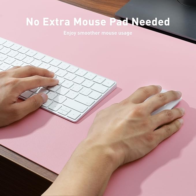 Aothia Large Faux Leather Desk Pad / Mouse Pad — Pink