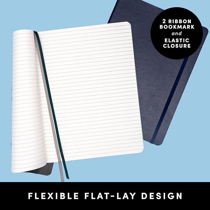 PAPERAGE Softcover Lined Journal Notebook (Black), 176 Pages, Large B5 College Ruled Notebook, 7.5 inches x 9.8 inches - 100 GSM Premium Paper, Soft Vegan Leather Journal for Home, Work & School