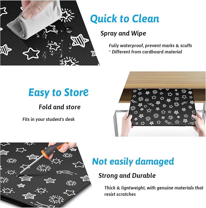 Black 12-Pack Desk Dividers for Students, Waterproof Plastic Study Carrel Divider, Durable Testing Dividers for Classroom Teacher Supplies, Easy to Clean Privacy Shield Folder Boards for Student Desk