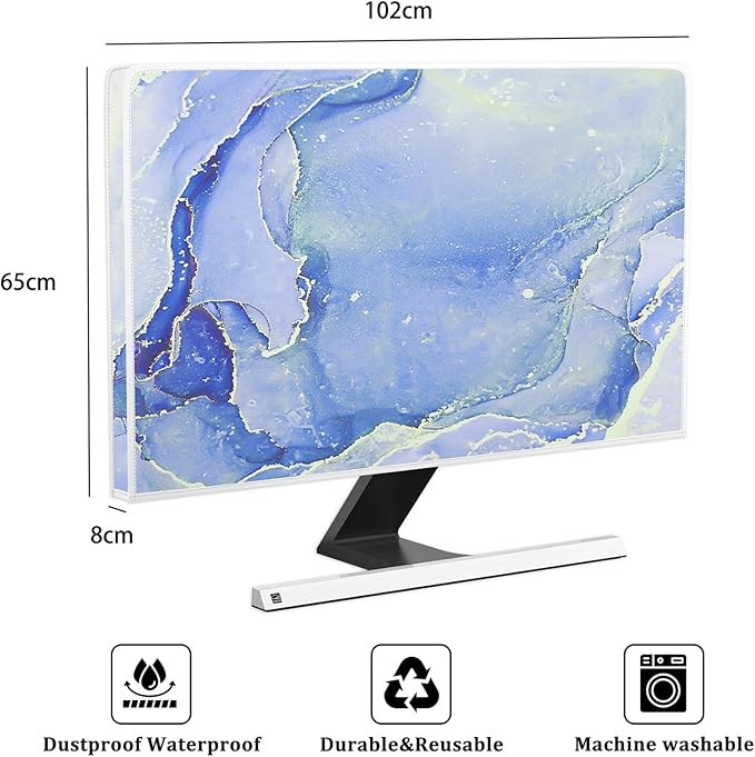 Baocicco Modern Violet Marble Waterproof TV Cover Anti-Static Dustproof Protective Cover for LCD/LED/HD 40, 41, 42, 43 Inch Decorative Monitor Accessories Covers for Television LED LCD OLED TVs Screen