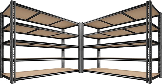 ROOMFAVE 3500LBS Garage Shelving 60" W Metal Shelving 72" H Storage Shelves Heavy Duty 5 Tier Adjustable Shelving Unit for Storage Rack Pantry Shelf Commercial,60" W x 18" D x 72" H,2PC