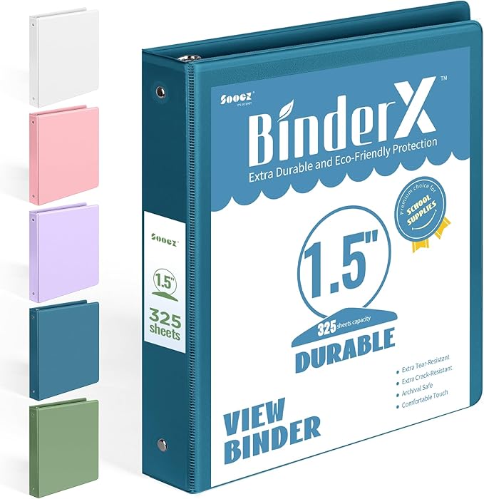 BinderX Extra Durable 1.5 Ring Binder (Navy, 8.5x11)