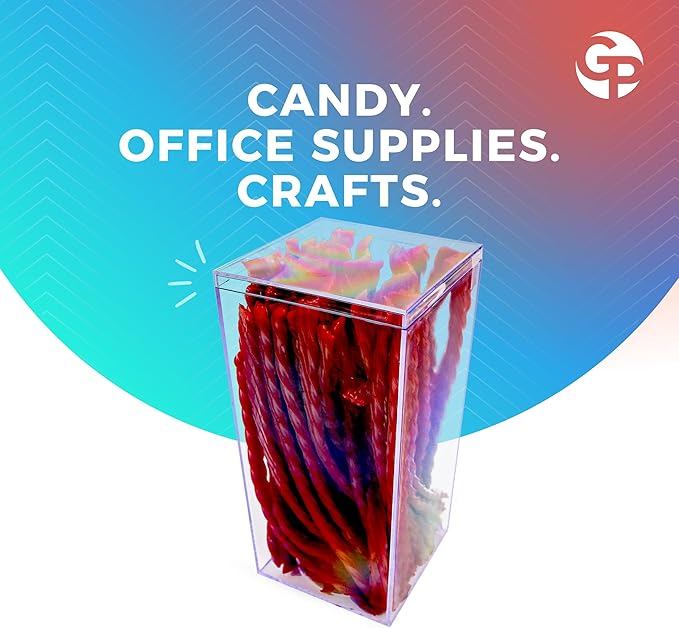 Set of 25 Acrylic Boxes with Lids, 4"Lx4"Wx8"H, Made in USA, Display Cases for Collectibles, Clear Containers for Organization and Storage