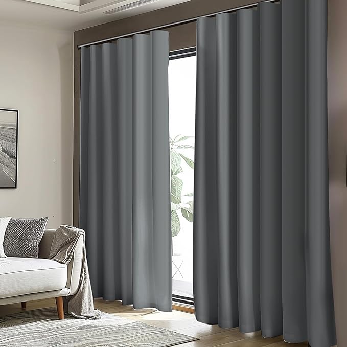 Cbsroro Room Divider Blackout Curtain Track Curtains Wall Dividers Panels Screen for Living Rooms Bedroom Office Privacy Partition Separation, W150 × L120 Inch,1 Panel, Light Grey