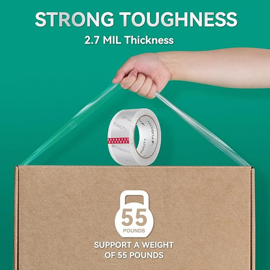 FugaCity Clear Packing Tape Refills (36 Rolls),Heavy Duty Packaging Tape for Moving Sealing, Moving Supplies,2.7 Mil Thick, 1.88 in Wide,65 Yards Per Roll,Total 2340 Yards
