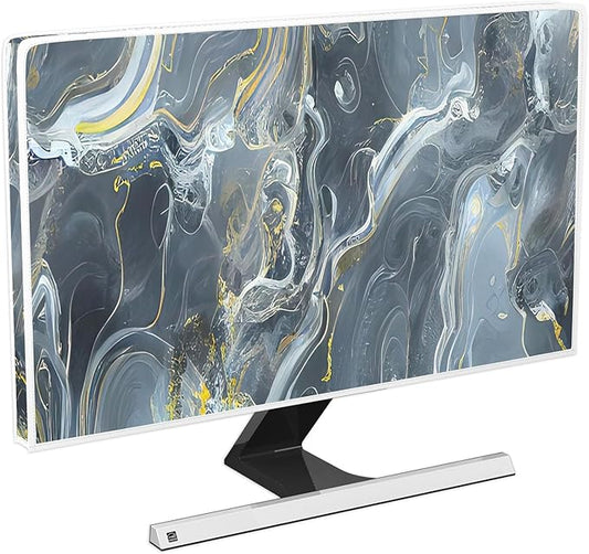 Baocicco Gray Gold Marble Waterproof 37, 38, 39 Inch TV Dust Cover Anti-Static Dustproof Protective Aesthetic Texture Screen TV Covers Full Body Cover for Television Screen Desktop PC LED LCD OLED