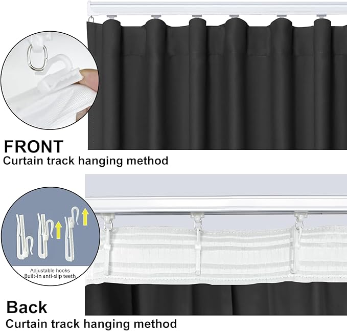 Cbsroro Room Divider Blackout Curtain Track Curtains Wall Dividers Panels Screen for Living Rooms Bedroom Office Privacy Partition Separation, W120 × L84 Inch,1 Panel, Black