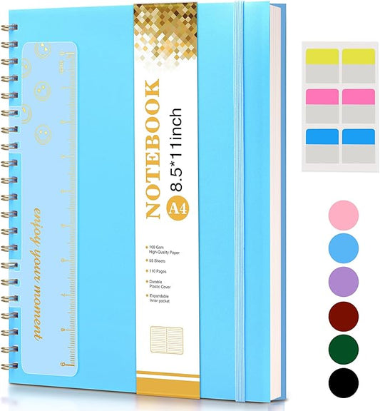 UEBZFOCS Spiral Notebook Journal — 8.5×11 in (A4), Blue