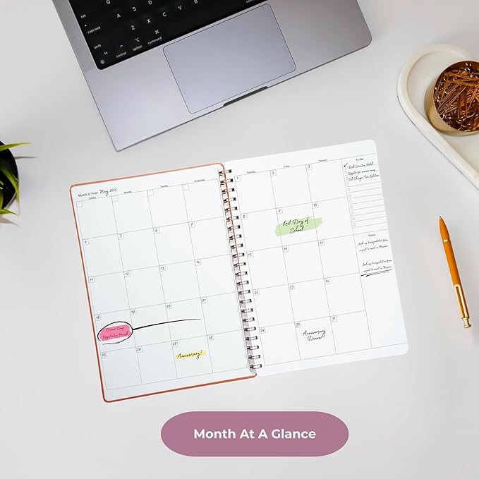 Merely Home | Ultimate Yearly, Daily, Weekly, Monthly Planner | 8.25" x 11.75" | To Do List Notebook for Work | Simple Design | Multiple Layouts | Academic Planner and Organizer Notebook (Black, Yearly Planner - Portrait)