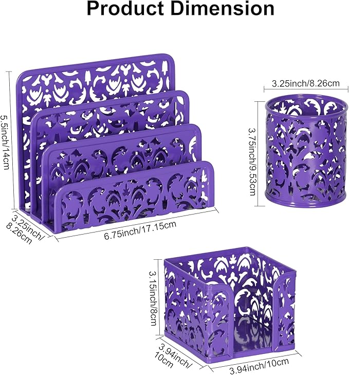EasyPAG 3-Piece Desk Organizer Set — Purple