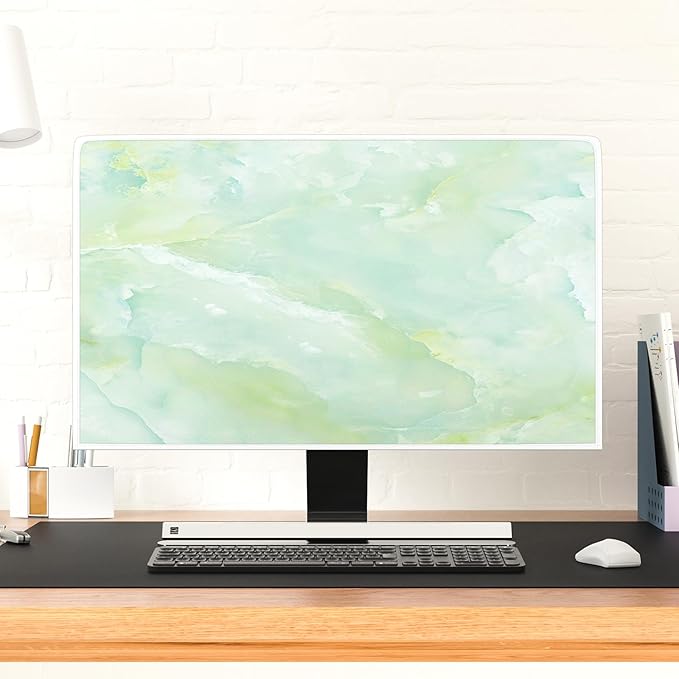 Baocicco Sage Green Marble Waterproof TV Dust Cover 80 Inch Anti-Static Dustproof Abstract Creative Desige Television Accessories TV LCD Screen Texture TV Decoration for Tablet