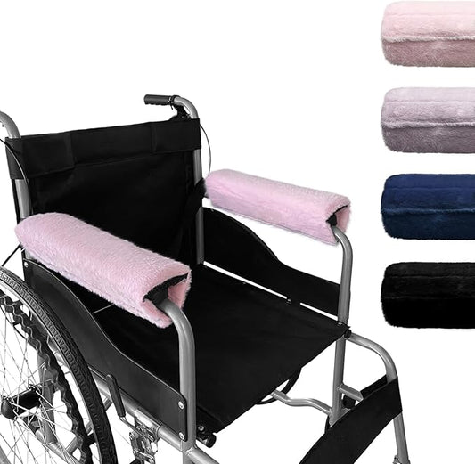 SPRING SEAON Wheelchair Armrest Covers 2 Pack Soft Memory Foam Wheelchair armrest Pads Wicking Washable for Office Transport Chair (Pink)