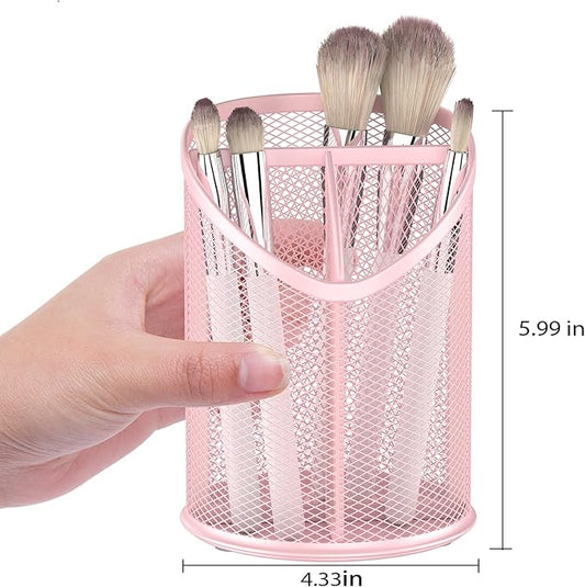 Delifox Mesh Round Pen & Pencil Holder — 2 Pack, Pink