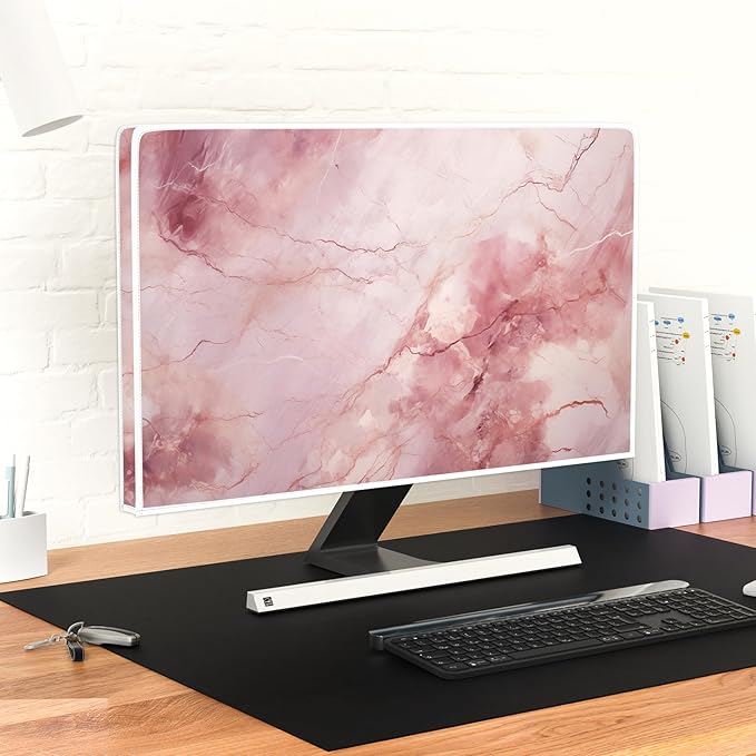 Baocicco Fashion Pink Marble Waterproof Television Cover 45, 46, 47, 48 Inch Full Body Covers for Television Screen Panel Case Computer Sleeve Compatible with PC, Desktop and TV LED LCD OLED