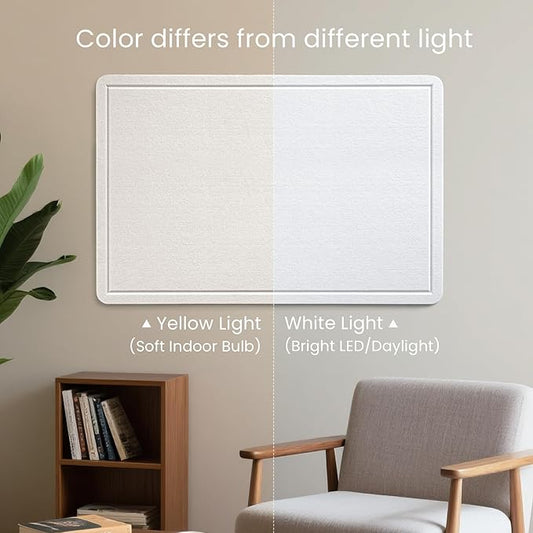 Bulletin Board, 24 x 18 inches Felt Board Decorative Pin Board, Vision Board Cork Board Alternative for Wall, Foldable Photo Board Self-Adhesive Vision Board with 20 Pushpins - White
