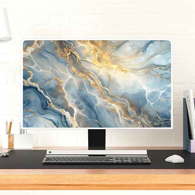 Baocicco Gold Blue Waterproof Screen TV Cover 50, 51, 52 Inch Modern Full Body Covers for Television Screen Panel Case TV Sleeve Compatible with Television LCD LED PC, Desktop and Home TV