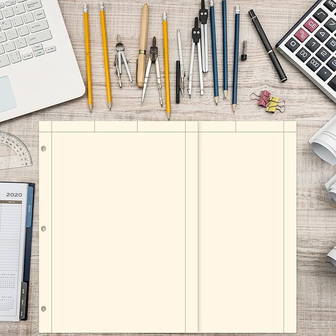 Seajan 5 Pcs Engineering Paper Notebook Engineering Computation Pad 8.5 x 11 Inches Engineer Graph Paper Notepad, 5 Squares Per Inch 3 Hole Punched Computation Pad, 100 Sheets/pack (Yellow)